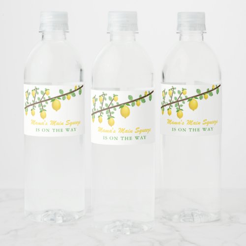 Main Squeeze Lemon Gender Neutral Baby Shower Water Bottle Label