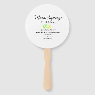 Main squeeze lemon juice homemade business name hand fan