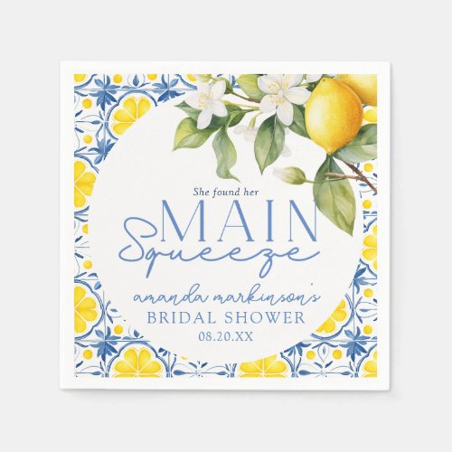 Main Squeeze Lemon Mediterranean Bridal Shower Napkins