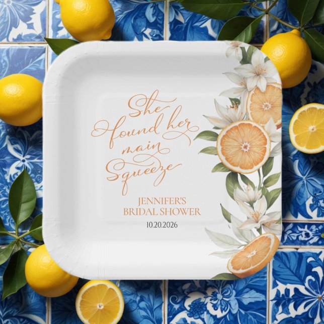 Main Squeeze | Lemon Mediterranean Bridal Shower Paper Plates (Creator Uploaded)