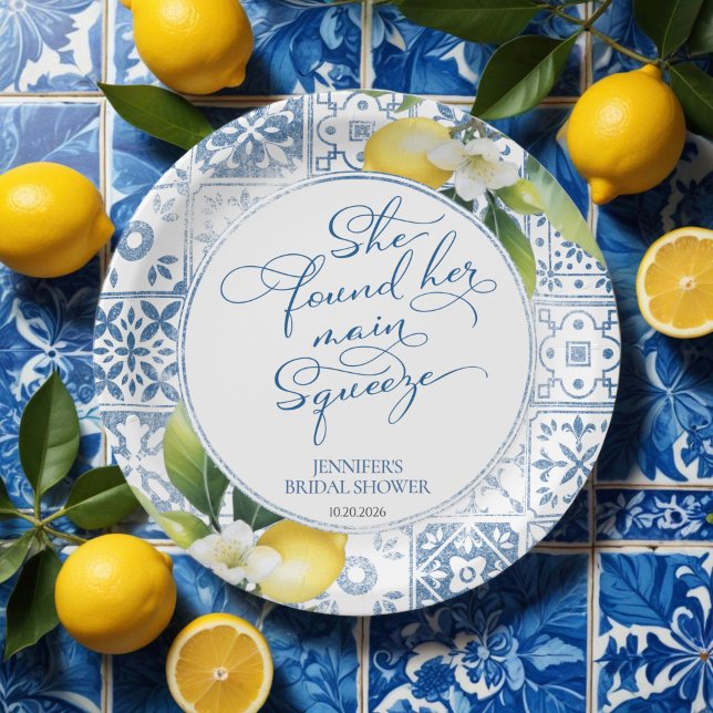 Main Squeeze | Lemon Mediterranean Bridal Shower Paper Plates (Creator Uploaded)