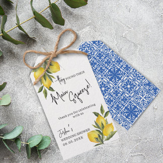 Main Squeeze Lemon Mediterranean Tile Shower Favor Gift Tags