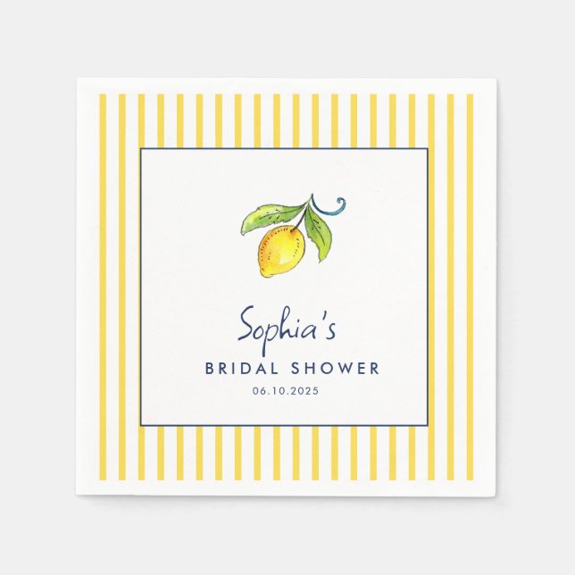 Main Squeeze Lemon modern Bridal Shower  Napkins (Front)