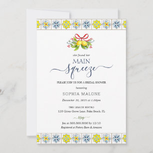Main squeeze Lemon Mosaic Tiles Bridal Shower Invitation