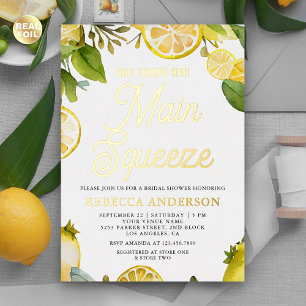 Main Squeeze Lemon Orchard Citrus Bridal Shower Foil Invitation