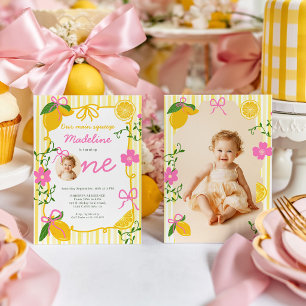 Main Squeeze Lemon Photo 1st Birthday Kids Invitation