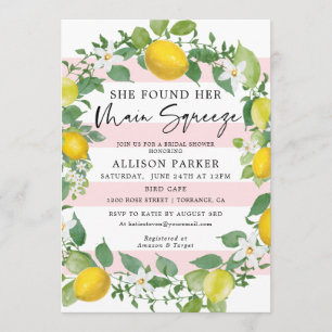 Main Squeeze Lemon Theme Bridal Shower Invitation