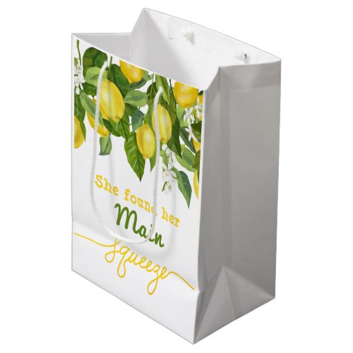 Main Squeeze Lemon Theme Wedding Bridal Shower Medium Gift Bag