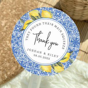 Main Squeeze Lemon & Tile Shower Thank You Favor Classic Round Sticker