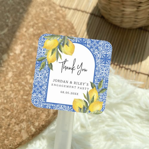 Main Squeeze Lemon  Tile Shower Thank You Favor Square Sticker