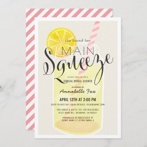 Main Squeeze Lemonade Jar VIrtual Bridal Shower Invitation