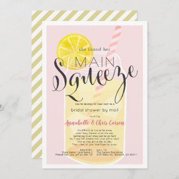Main Squeeze Lemonade Pink Bridal Shower By Mail Invitation by fromthismoment at Zazzle