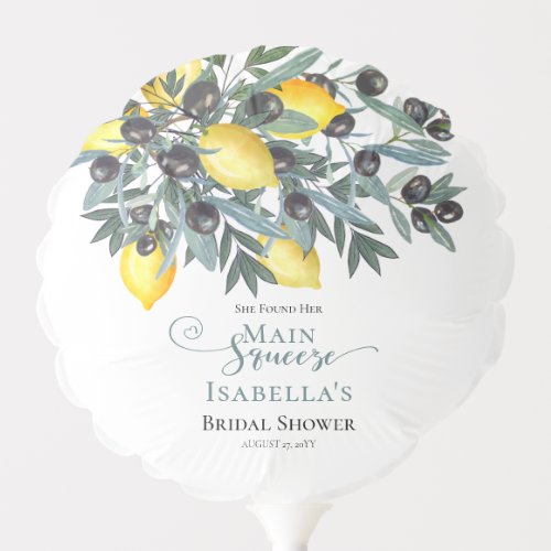 Main Squeeze Lemons  Black Olives Bridal Shower Balloon