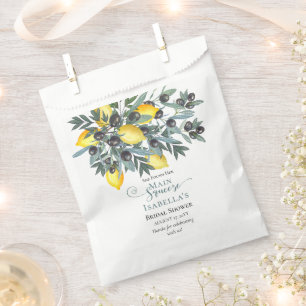 Main Squeeze Lemons Black Olives Bridal Shower Favor Bag