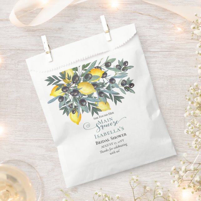 Main Squeeze Lemons | Black Olives Bridal Shower Favor Bag (Clipped)