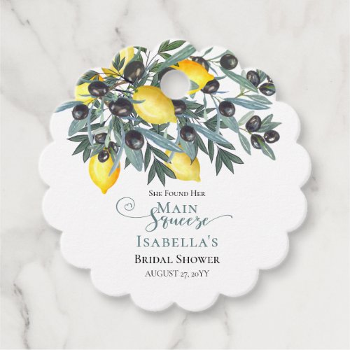 Main Squeeze Lemons  Black Olives Bridal Shower Favor Tags