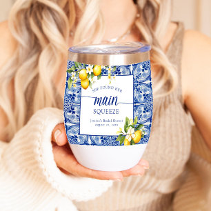 Main Squeeze Lemons & Blue Mediterranean Thermal Wine Tumbler