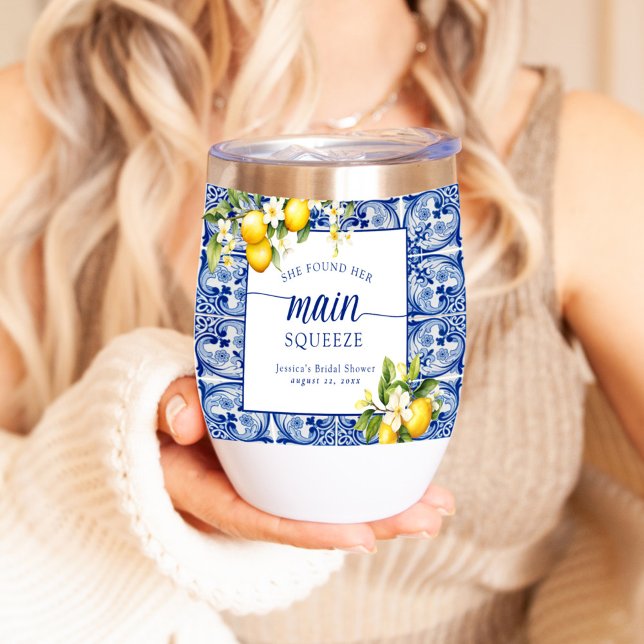 Main Squeeze Lemons & Blue Mediterranean Thermal Wine Tumbler (Creator Uploaded)