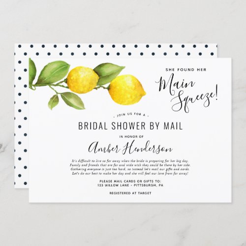 Main Squeeze Lemons Bridal Shower by Mail Invitation