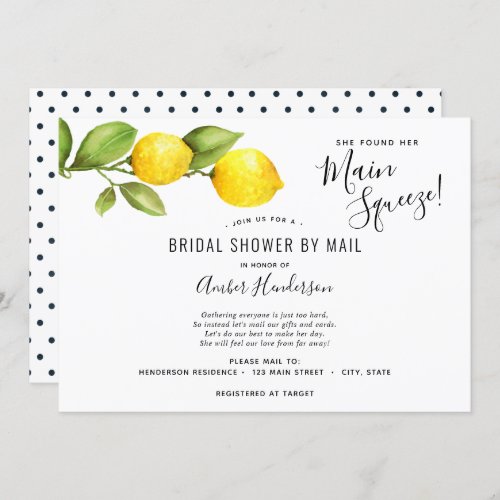 Main Squeeze Lemons Bridal Shower by Mail Invitation
