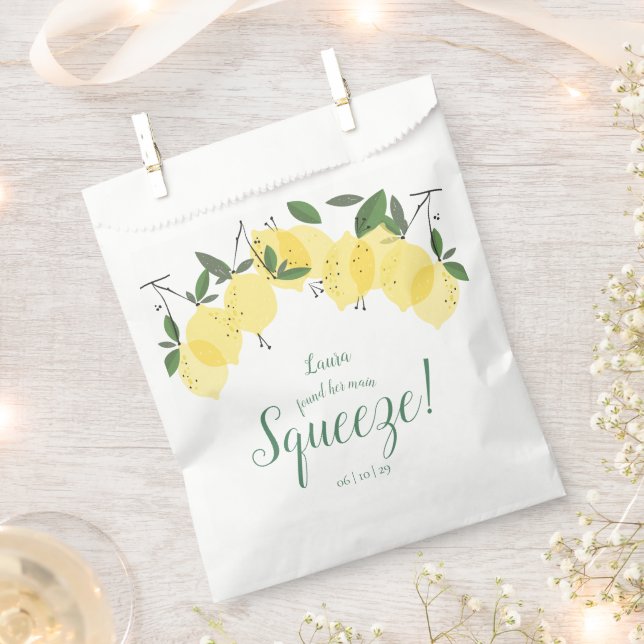 Main Squeeze Lemons Bridal Shower Favor Bag (Clipped)