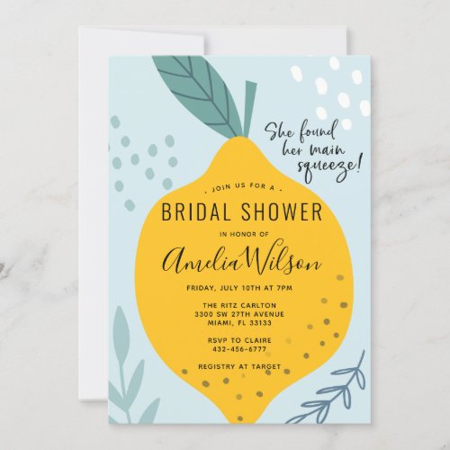 Main Squeeze Lemons Bridal Shower Invitation