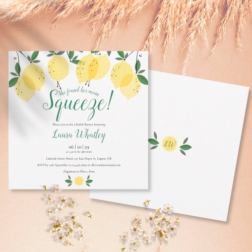 Main Squeeze Lemons Bridal Shower Invitation