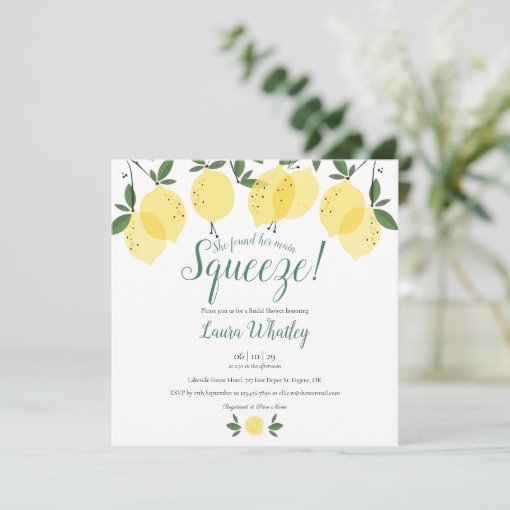 Main Squeeze Lemons Bridal Shower Invitation | Zazzle