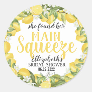 Main Squeeze Lemons Bridal Shower Label Sticker