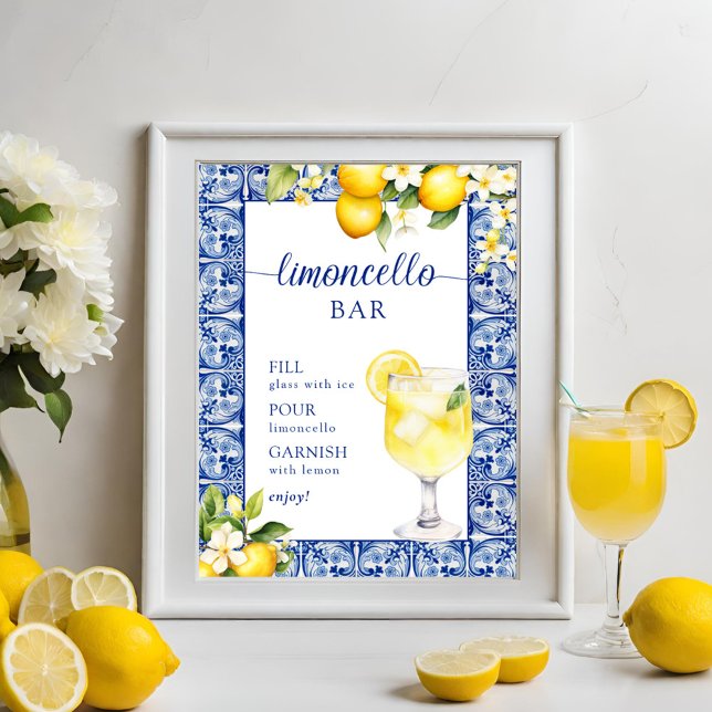 Main Squeeze Lemons Bridal Shower Limoncello Bar Poster (Creator Uploaded)