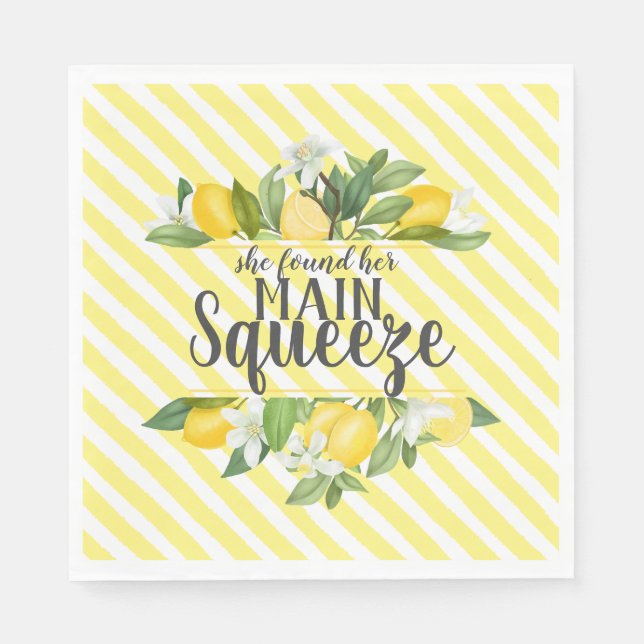 Main Squeeze Lemons Bridal Shower Napkins (Front)