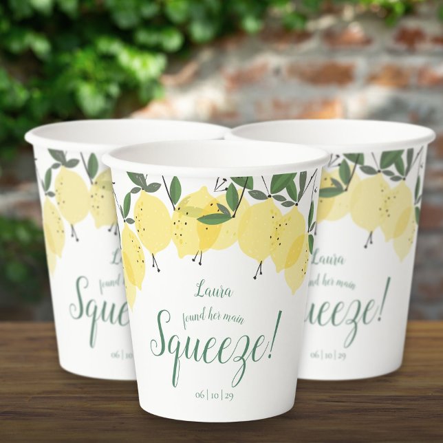 Main Squeeze Lemons Bridal Shower Paper Cups (Main Squeeze Lemons Bridal Shower Paper Cups)