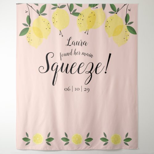 Main Squeeze Lemons Bridal Shower Pink Photo Prop Tapestry