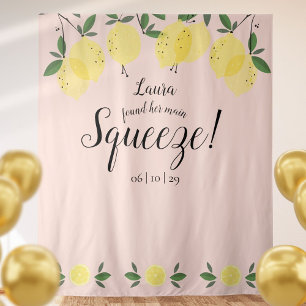 Main Squeeze Lemons Bridal Shower Pink Photo Prop Tapestry