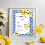 Main Squeeze Lemons Bridal Shower Spritz Bar Poster<br><div class="desc">This bridal shower design features a bright blue theme with citrus.</div>