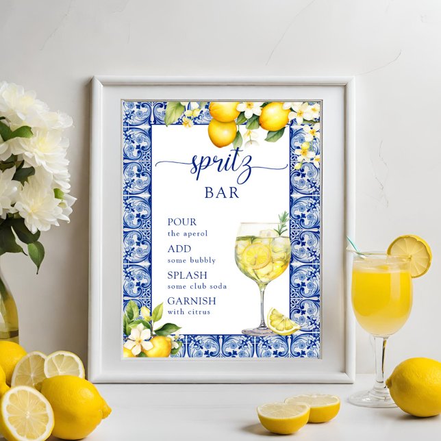 Main Squeeze Lemons Bridal Shower Spritz Bar Poster (Creator Uploaded)