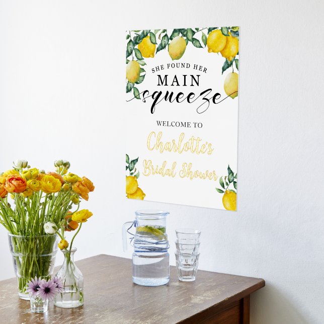 Main Squeeze Lemons Bridal Shower Welcome gold foi Foil Prints (Laydown (Kitchen))