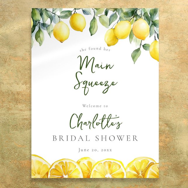 Main Squeeze Lemons Bridal Shower Welcome Sign (Main Squeeze Lemons Bridal Shower Welcome Sign)