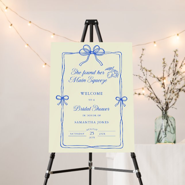 Main Squeeze Lemons Bridal Shower Welcome Sign (In Situ (Stand))