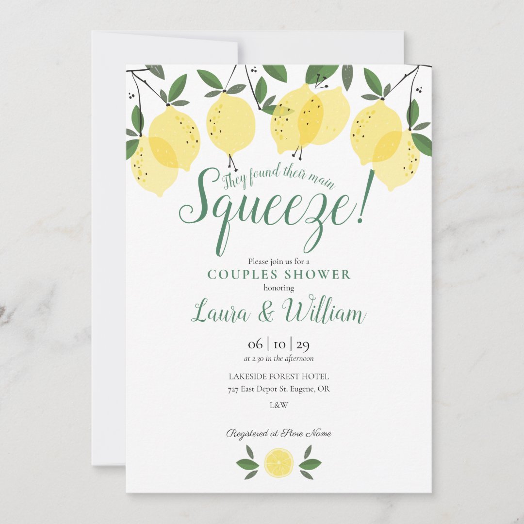 Main Squeeze Lemons Couples Shower Invitation | Zazzle