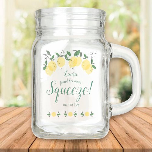 Main Squeeze Lemons Greenery Bridal Shower Mason Jar