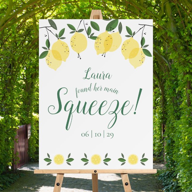 Main Squeeze Lemons Greenery Bridal Shower Sign (Main Squeeze Lemons Greenery Bridal Shower Sign)