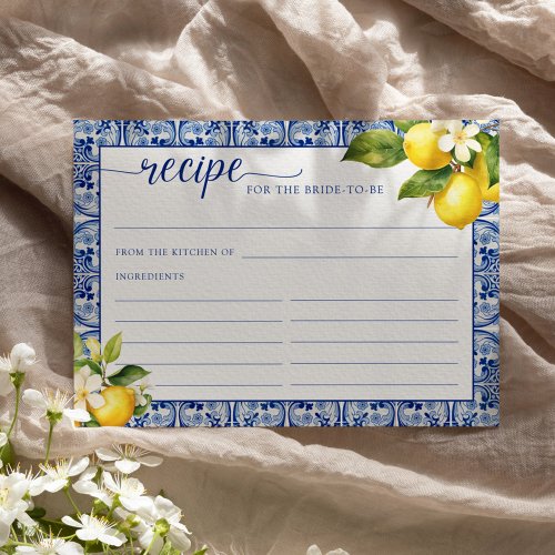 Main Squeeze Lemons Recipe for the Bride Invitation