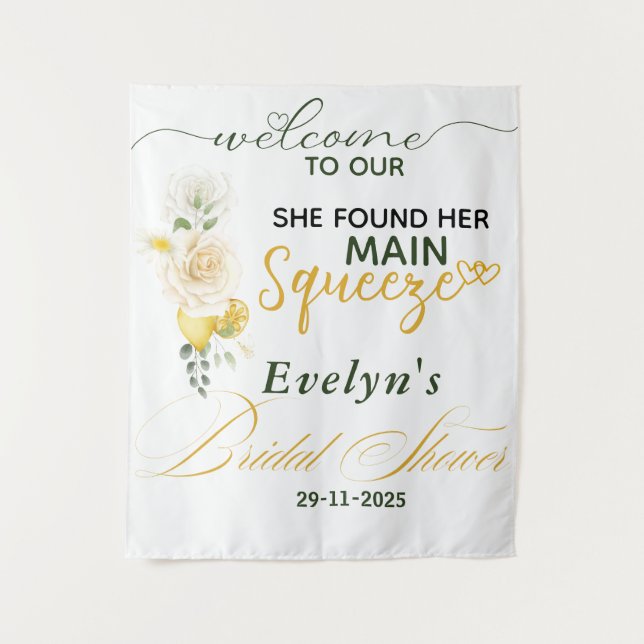 Main Squeeze Lemons Rose Bridal Shower Backdrop (Front)