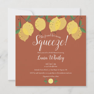 Main Squeeze Lemons Terracotta Bridal Shower Invitation