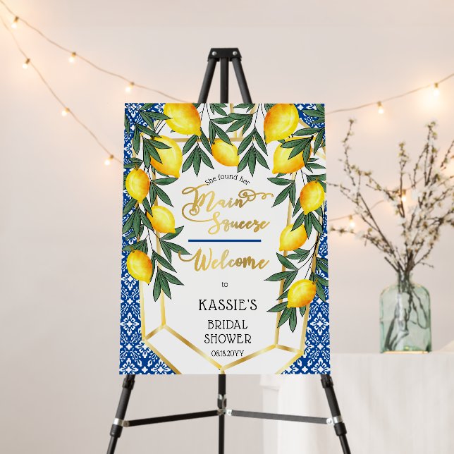 Main Squeeze Lemons Tropical Bridal Shower Foam Bo Foam Board (In Situ (Stand))