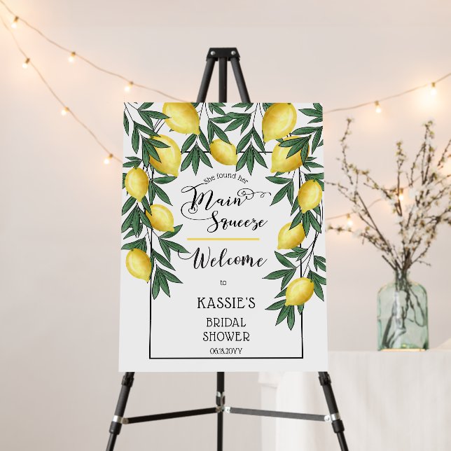 Main Squeeze Lemons Tropical Bridal Shower Foam Board (In Situ (Stand))