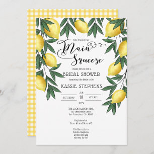 Main Squeeze Lemons Tropical Bridal Shower Invitat Invitation