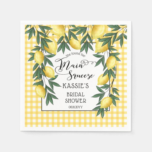 Main Squeeze Lemons Tropical Bridal Shower Napkins (Front)