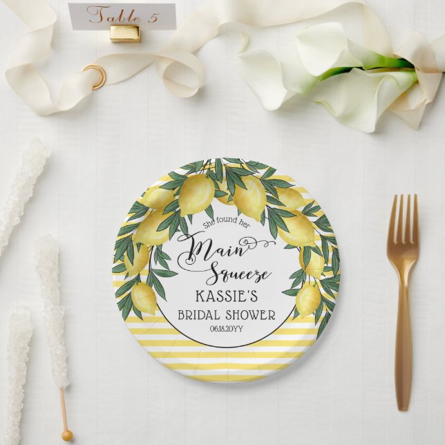 Main Squeeze Lemons Tropical Bridal Shower  Paper  Plates (Wedding)